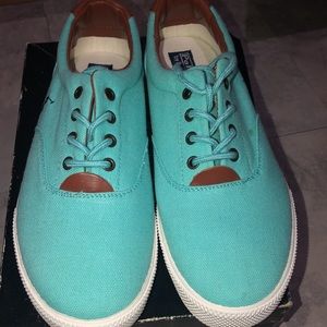 Polo Ralph Lauren shoes size 6y youth or women size 7 canvas turquoise